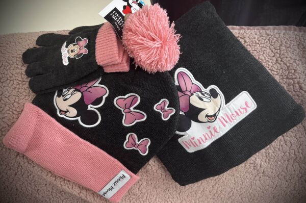 Bonnet, gants, snood Minnie